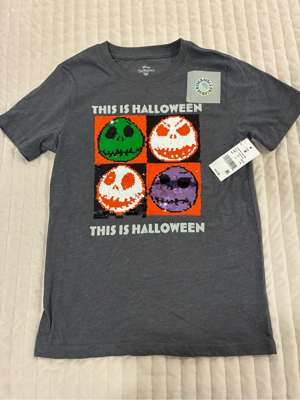 Disney The Nightmare Before Christmas Gray Kids This is Halloween T‑Shirt Medium